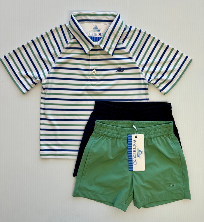 Southbound Navy/ Green Combo Stripe Polo