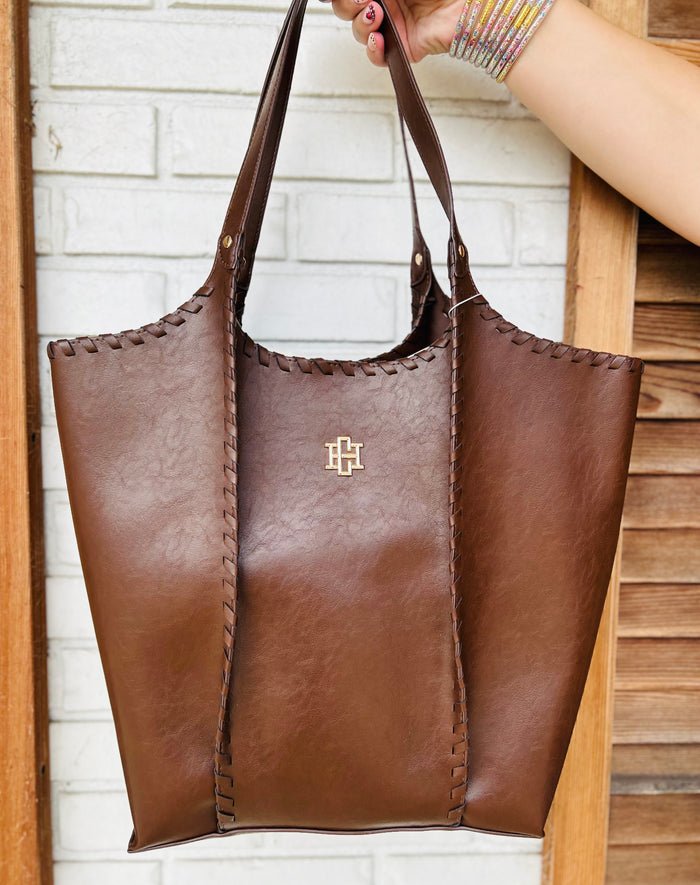 Caroline Hill Emory Whipstitch Tote - D Chocolate