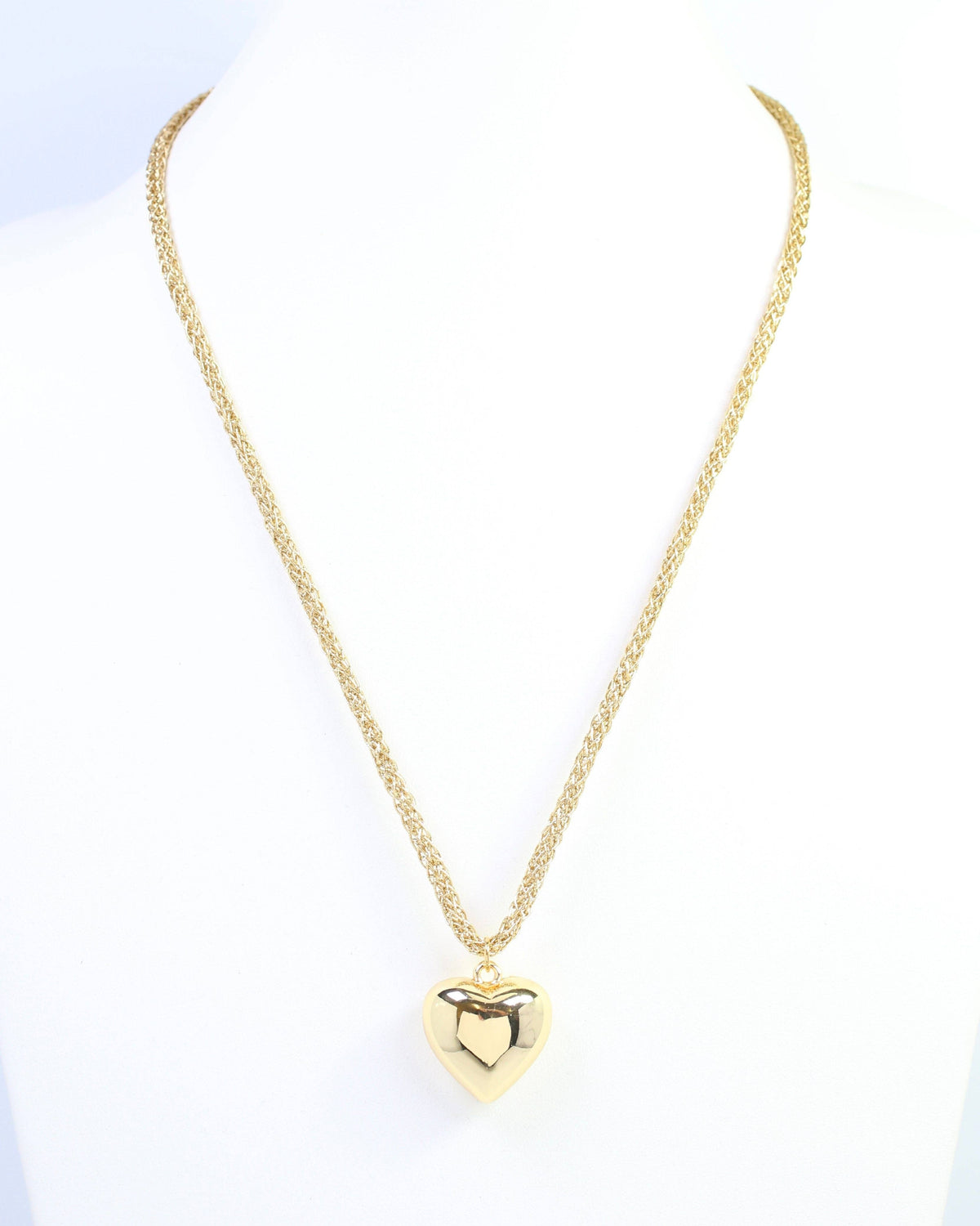 Caroline Hill Cameron Cord Necklace Heart Gold