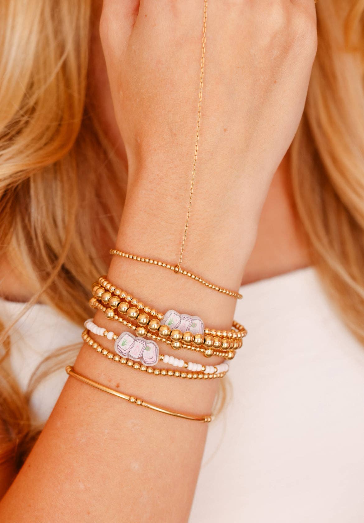 Mahjong Tile Bracelet on Gold