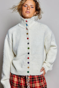 Chic Collar Button Knit Cardigan Cozy Oversized Sweater SALE
