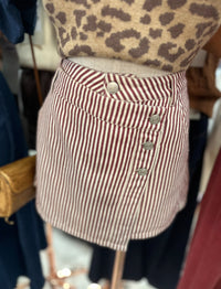 Soft Washed Striped Asymmetrical Wrap Mini Skirt