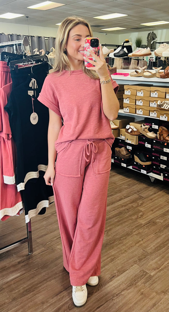 Slub Short Sleeve Tee & Long Pants Set