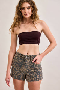 3” INSEAM HIGH RISE TIGER PRINT KENZIE SHORT