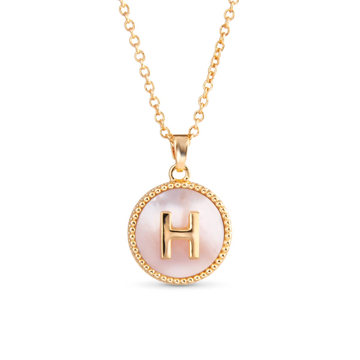 Amanda Blu Gold Mother of Pearl Initial Necklaces | 18 Letters