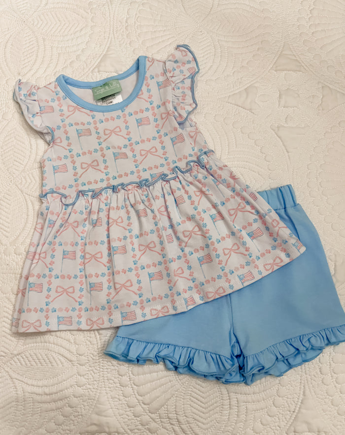 Sage & Lilly USA Flag Townes Twirl Top/Short Set