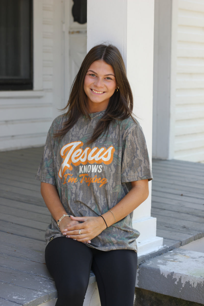 Mad Hatter-JESUS KNOWS I'M TRYING T-SHIRT