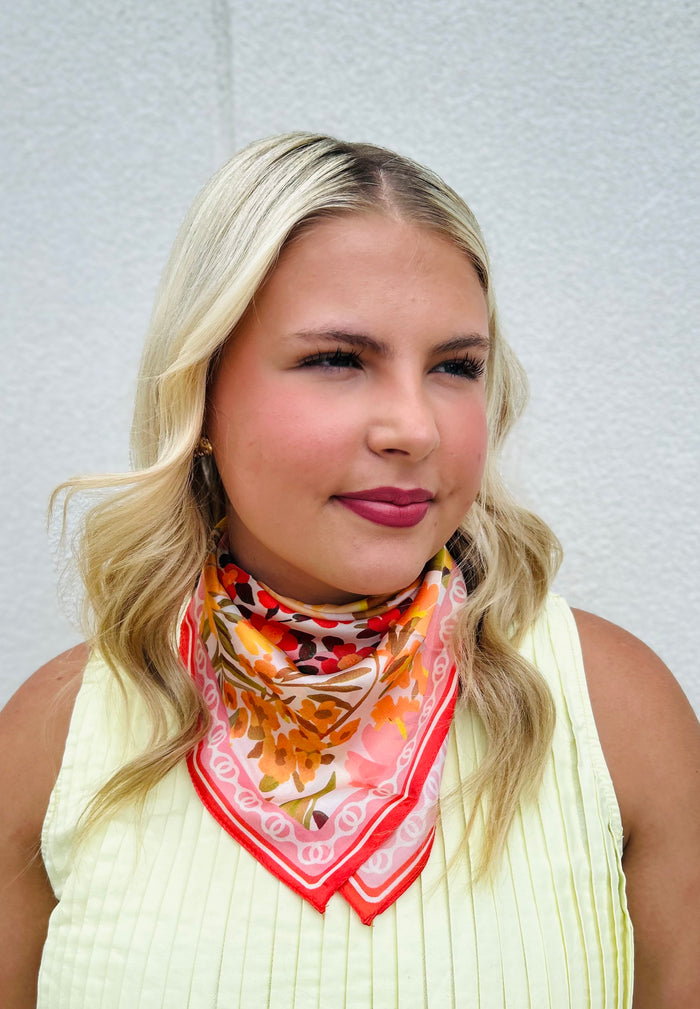 Elora Floral Print Scarf Pink Multi