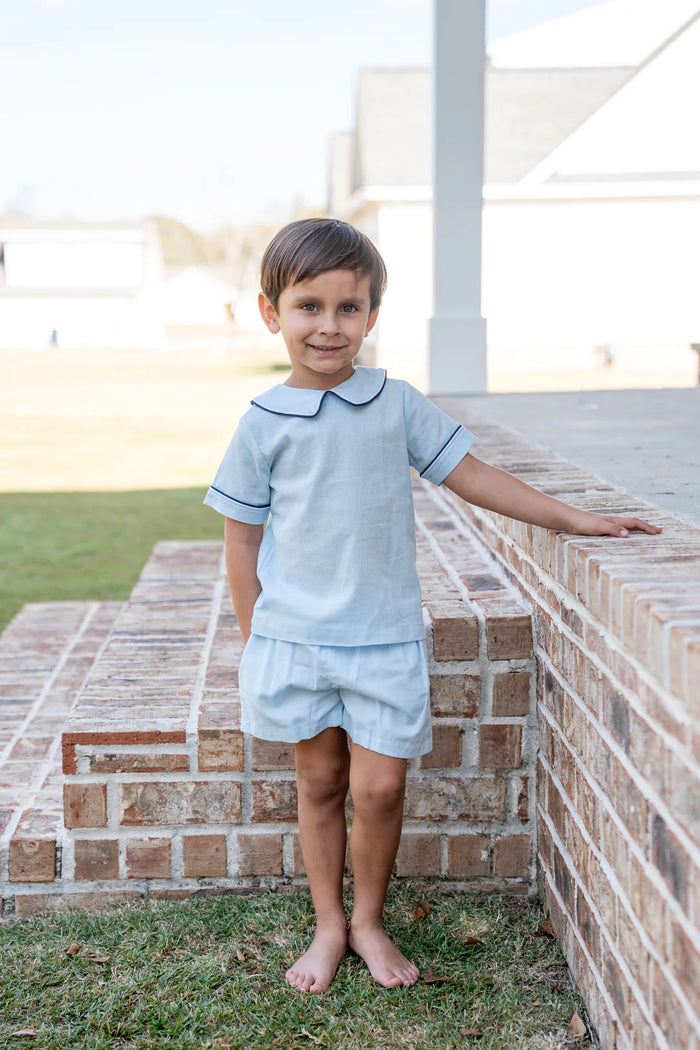 The Oaks John LT Blue W/ Navy Short Set