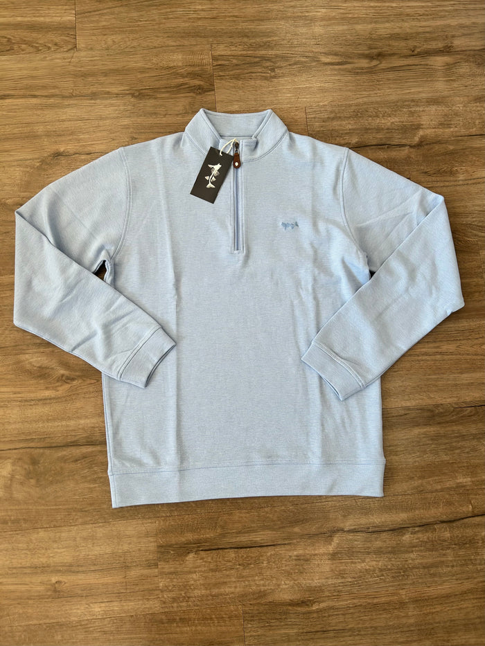 Coastal Cotton-Harbor Double Face Quarter Zip Ocean Blue
