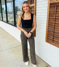 Animal Print Non- Stretch Wide Leg Pants