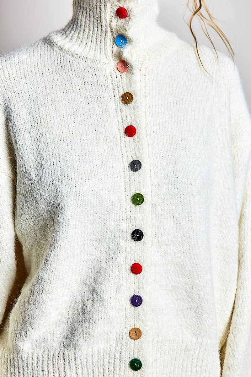 Chic Collar Button Knit Cardigan Cozy Oversized Sweater SALE