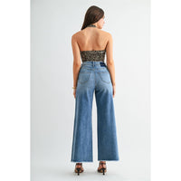 HIGH WIDE LEG ANKLE RAW HEM