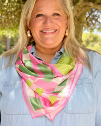 Gema Geometric Print Scarf Pink Green