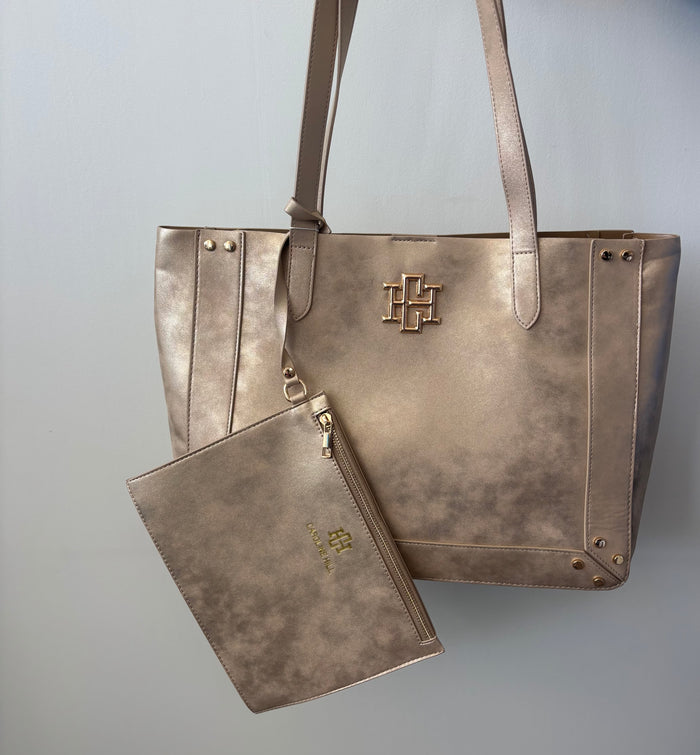 Caroline Hill Sophie Studded Tote Gold Shimmer
