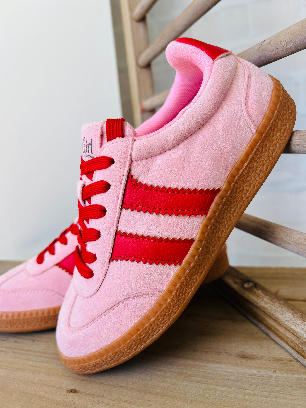 Corky's Heads Up Sneakers Pink Red Combo