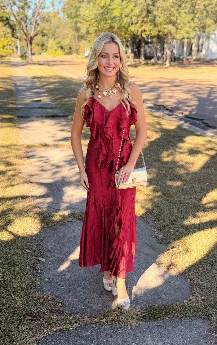 Ruffled Textured Maxi Dress