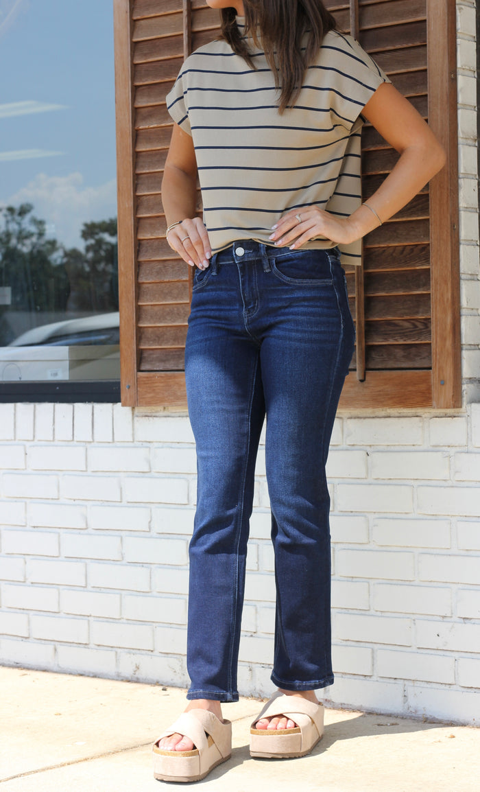 Vervet Mid Rise Ankle Slim Straight Jeans