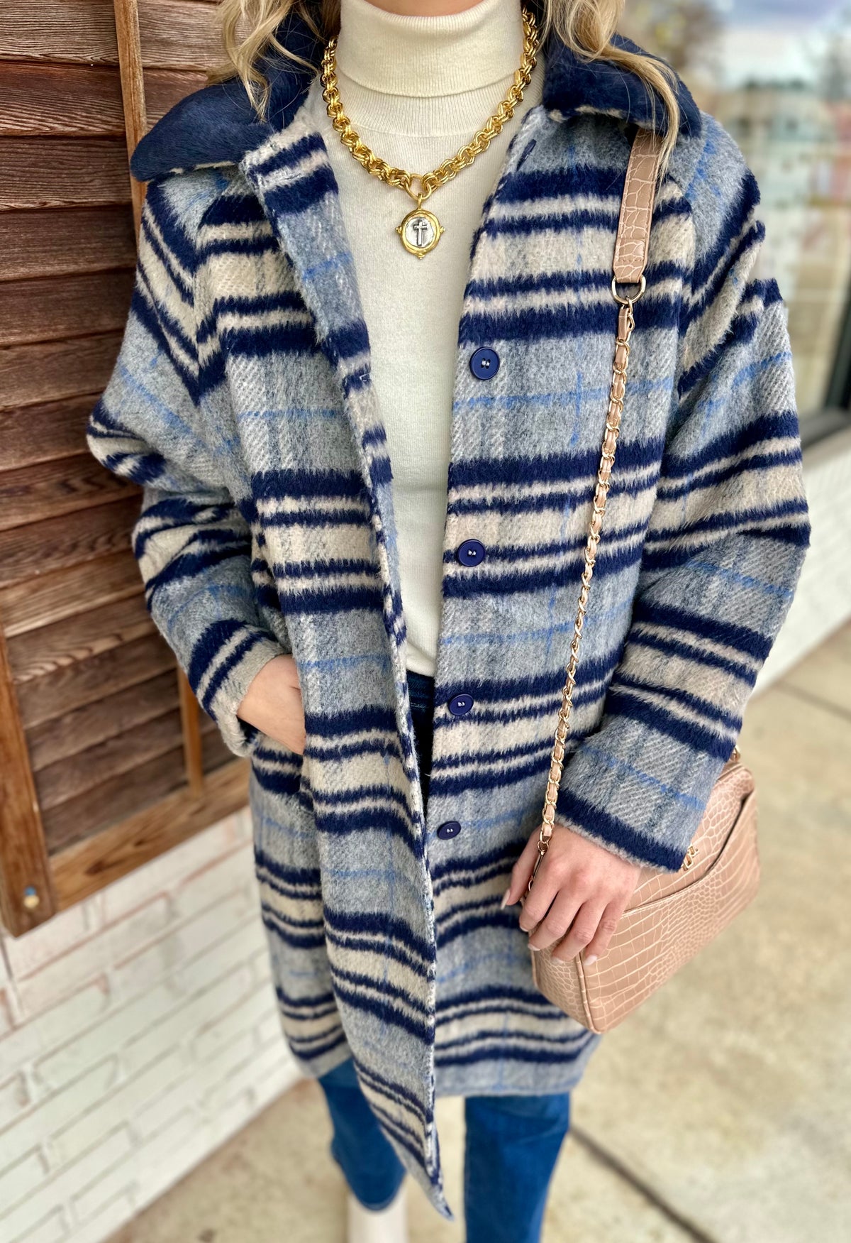 A-Line Plaid Coat Jacket