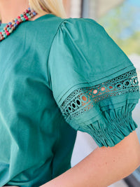 Lace Accent Puff Sleeves Lovely Top