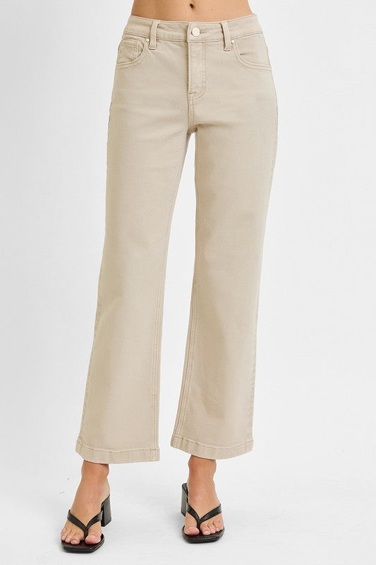 RISEN TUMMY CONTROL MID RISE ANKLE STRAIGHT JEANS