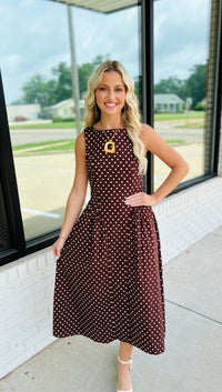 Polka Dot Fit & Flare Midi Dress