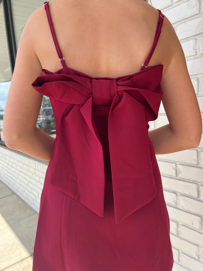 Mini Dress With Ribbon Bow On The Back