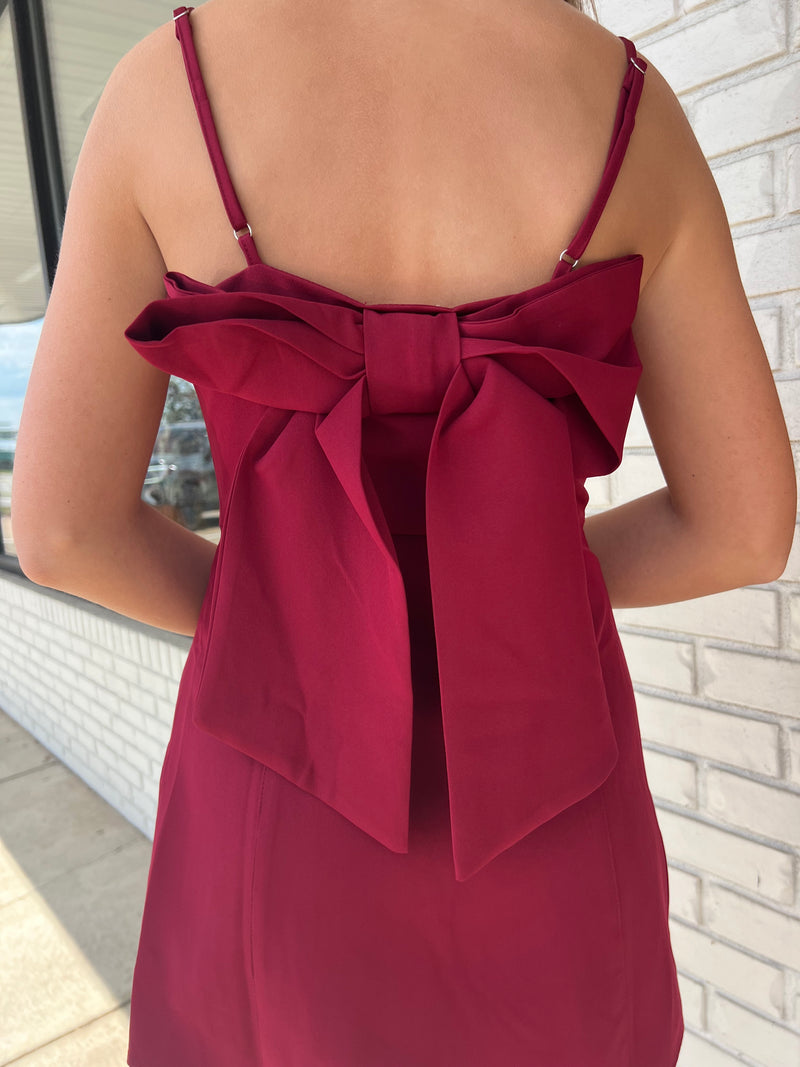 Mini Dress With Ribbon Bow On The Back