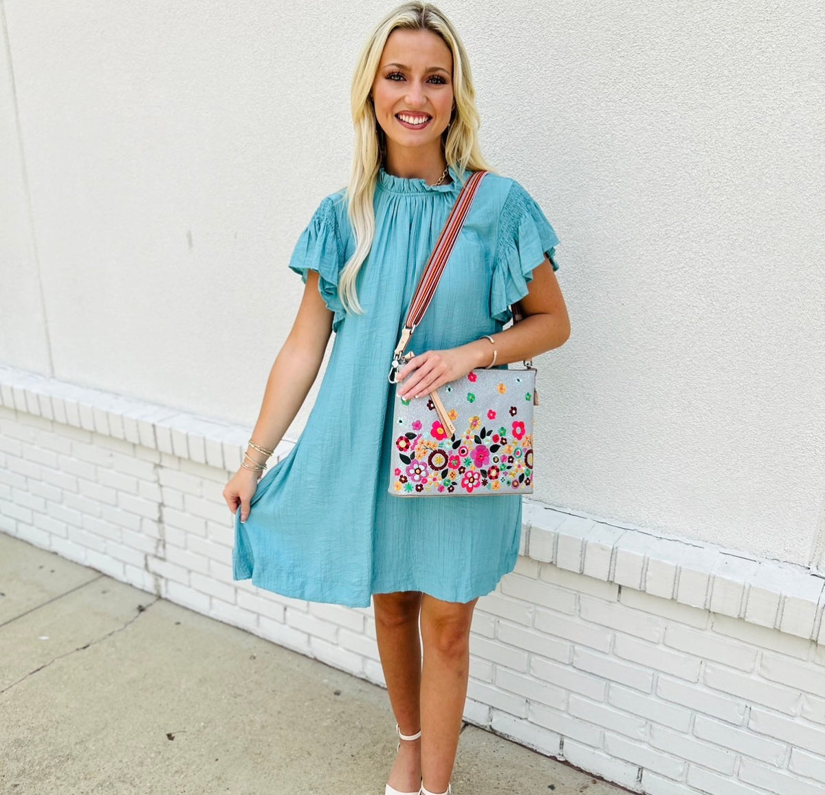 Ruffle Flutter Sleeve Dress