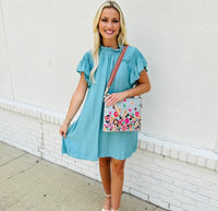Ruffle Flutter Sleeve Dress