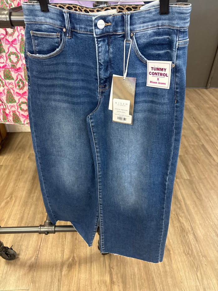 Risen Mid Rise Cropped Wide Jeans