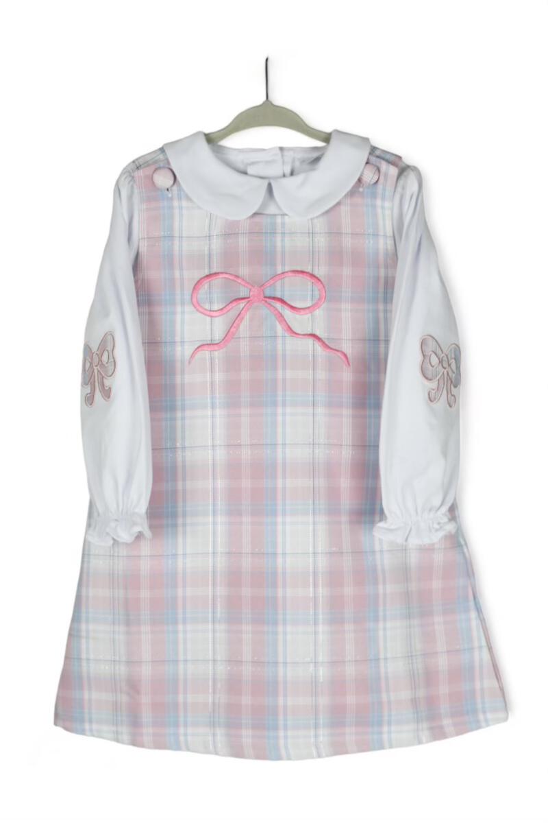 Plaid Bow Girl Dress Set