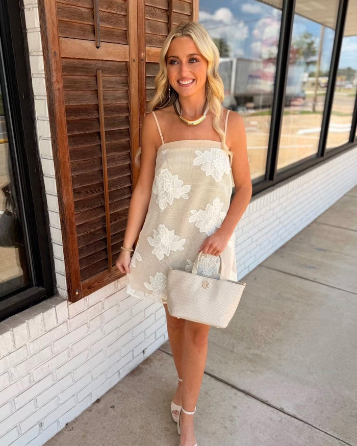 Embroidery Floral Mesh Mini Dress