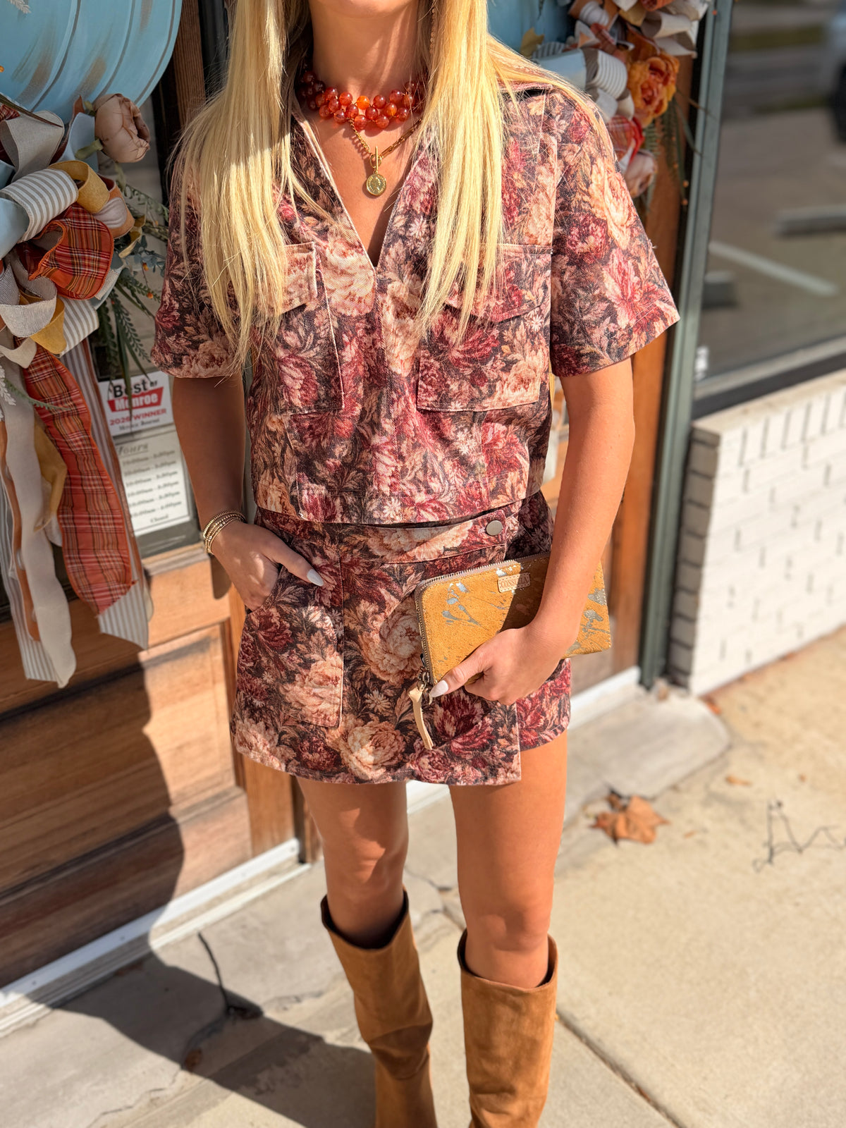Floral Print Skirt Set