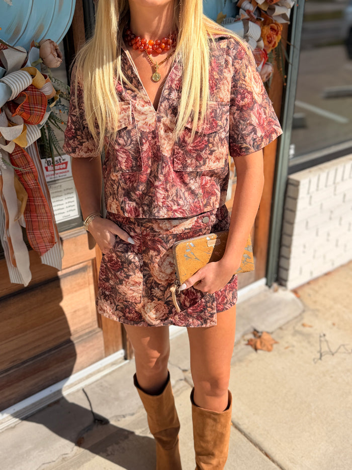 Floral Print Skirt Set