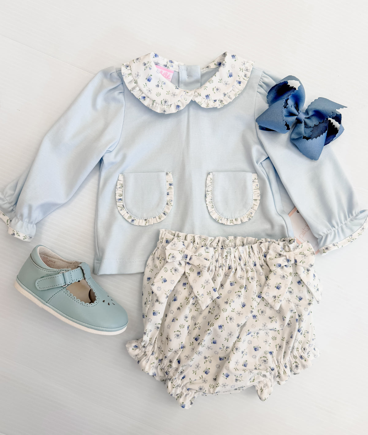 Petit Bebe Blue Floral Bloomer Set