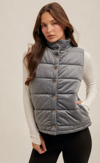 VELVET PADDED VEST WITH POCKETS