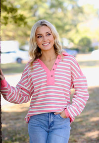 Oversized Causal Striped Knit Top