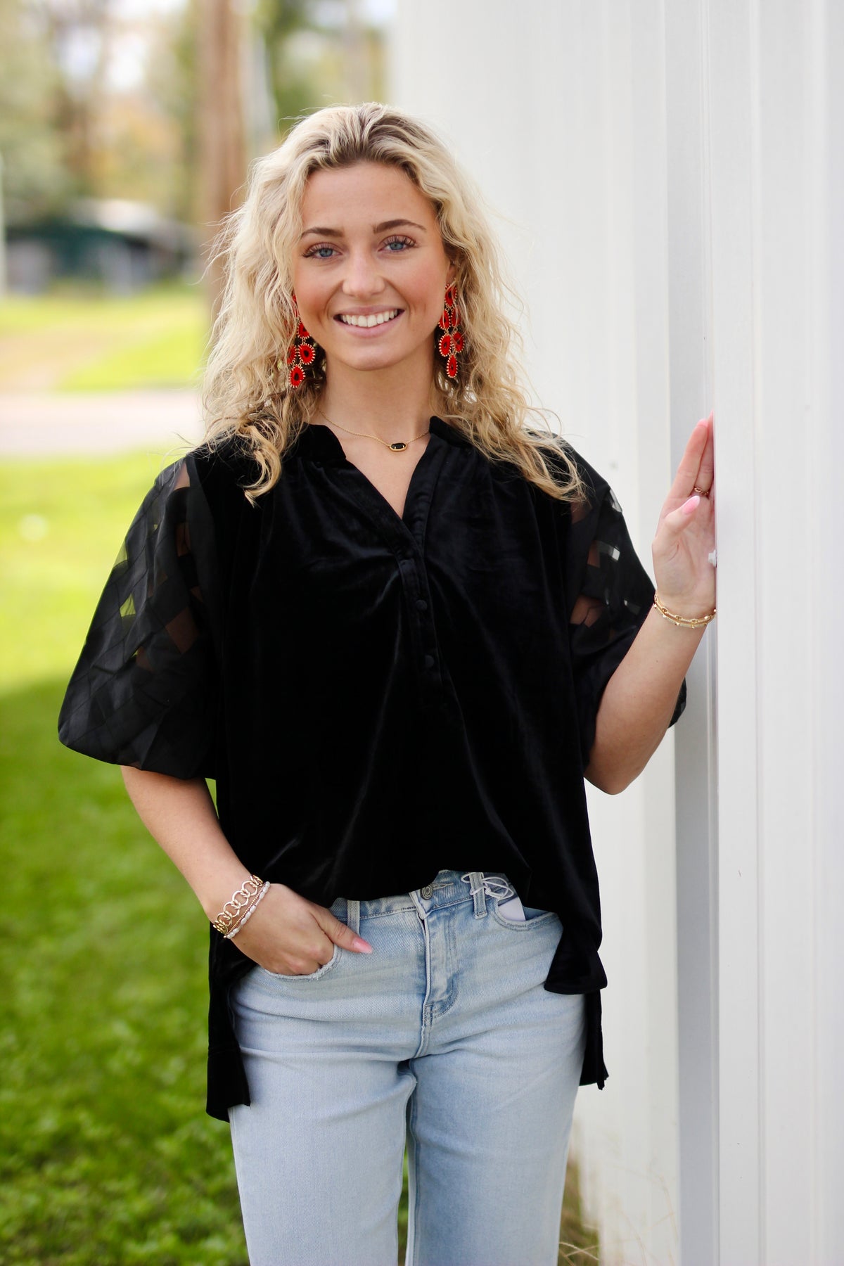 Velvet Short Sleeve Top