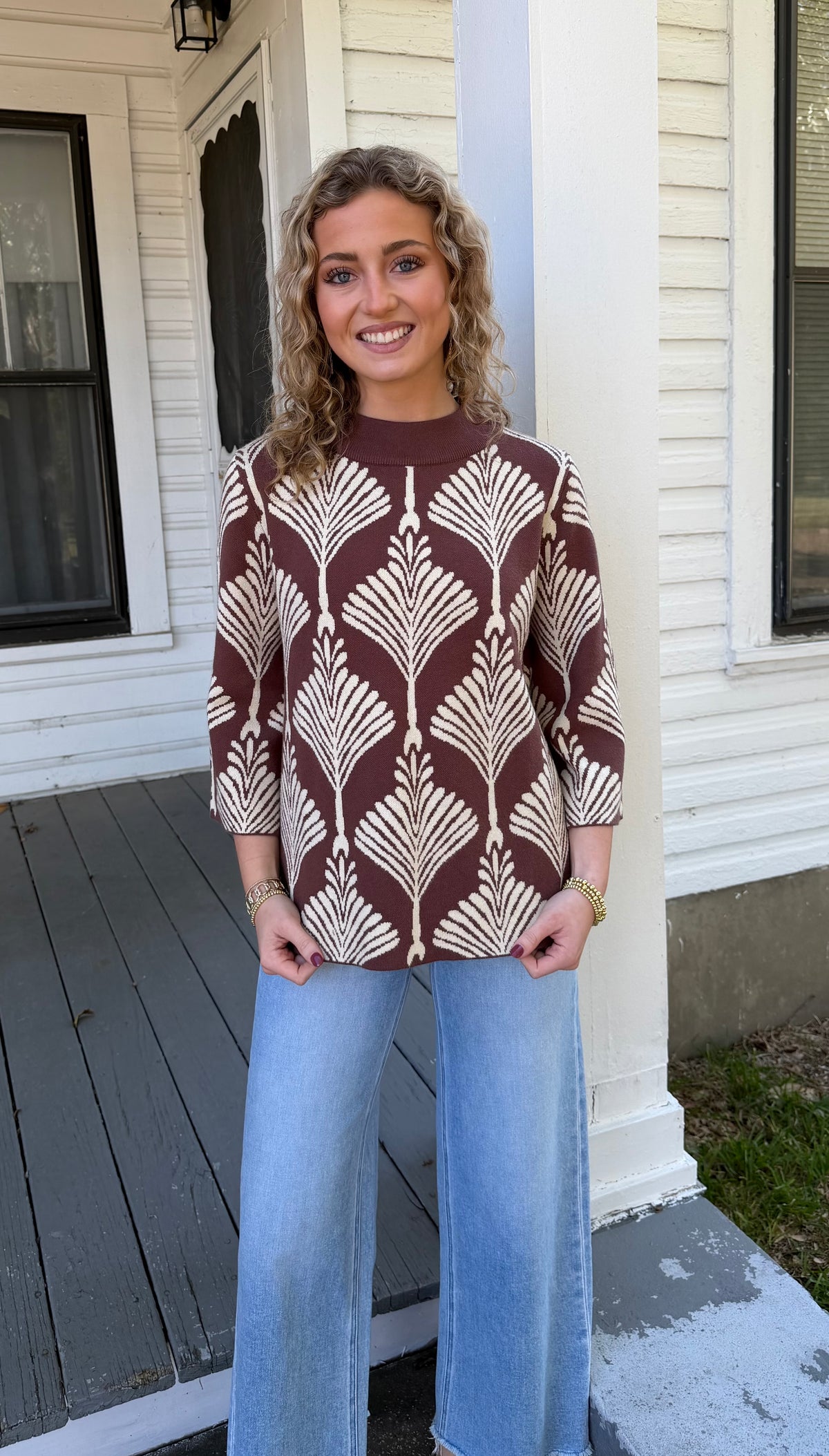 Abstract Print Pullover Sweater