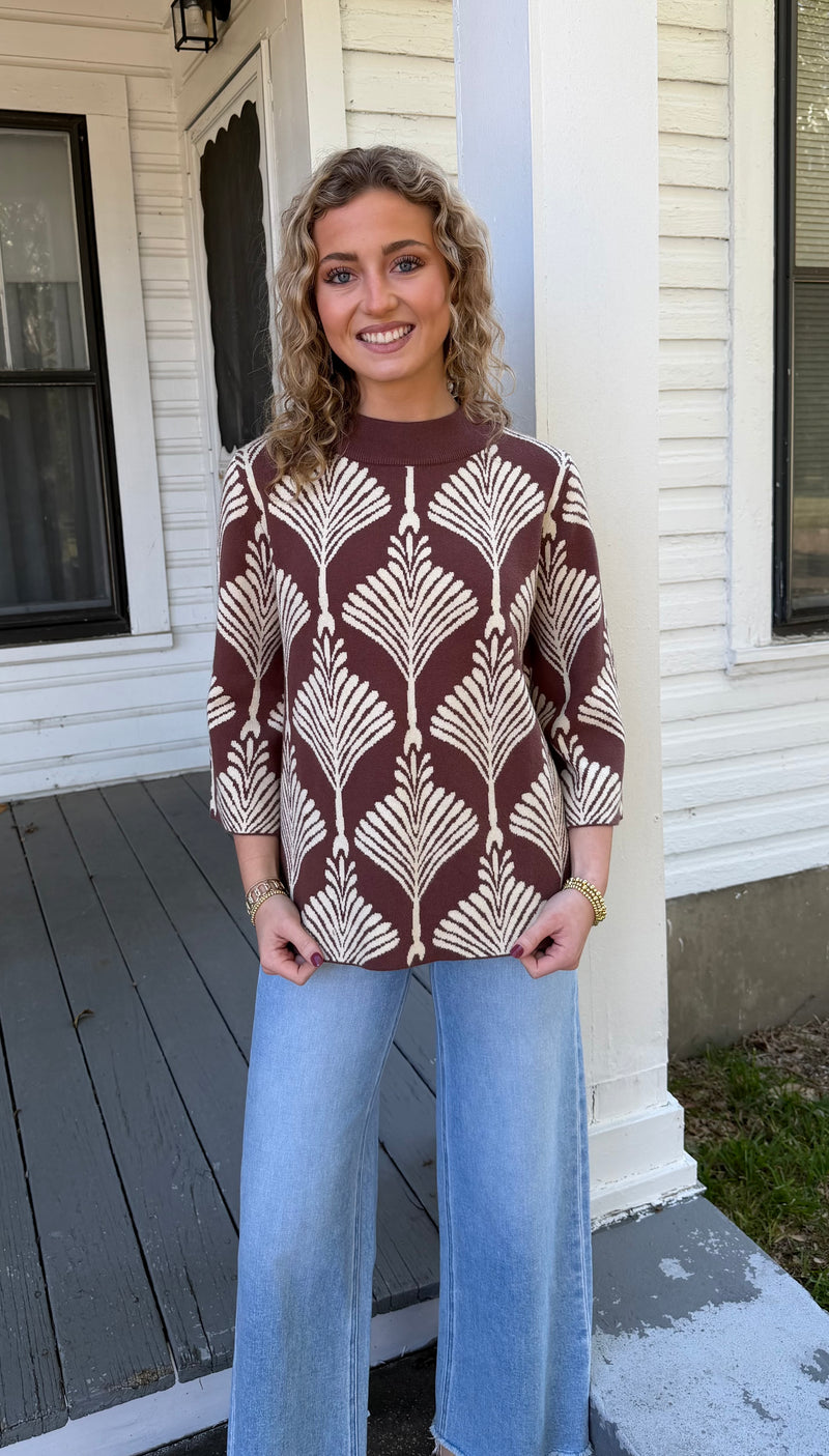 Abstract Print Pullover Sweater