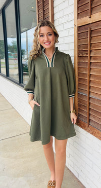 High Neck Jacquard Mini Dress