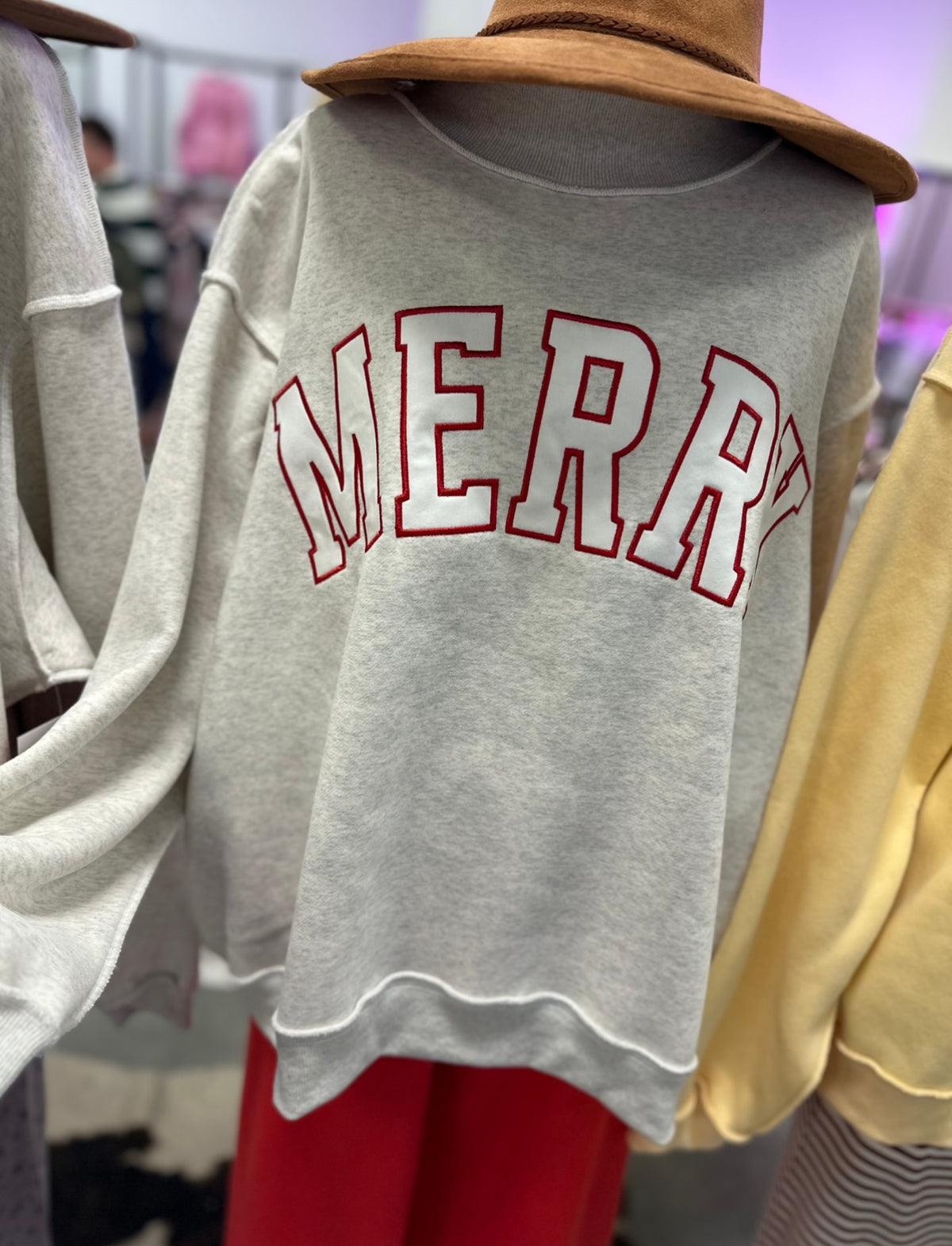 Merry Embroidered Mock Neck Sweatshirt