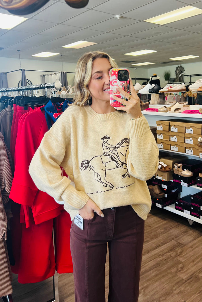Embroidered Cowboy Knit Sweater