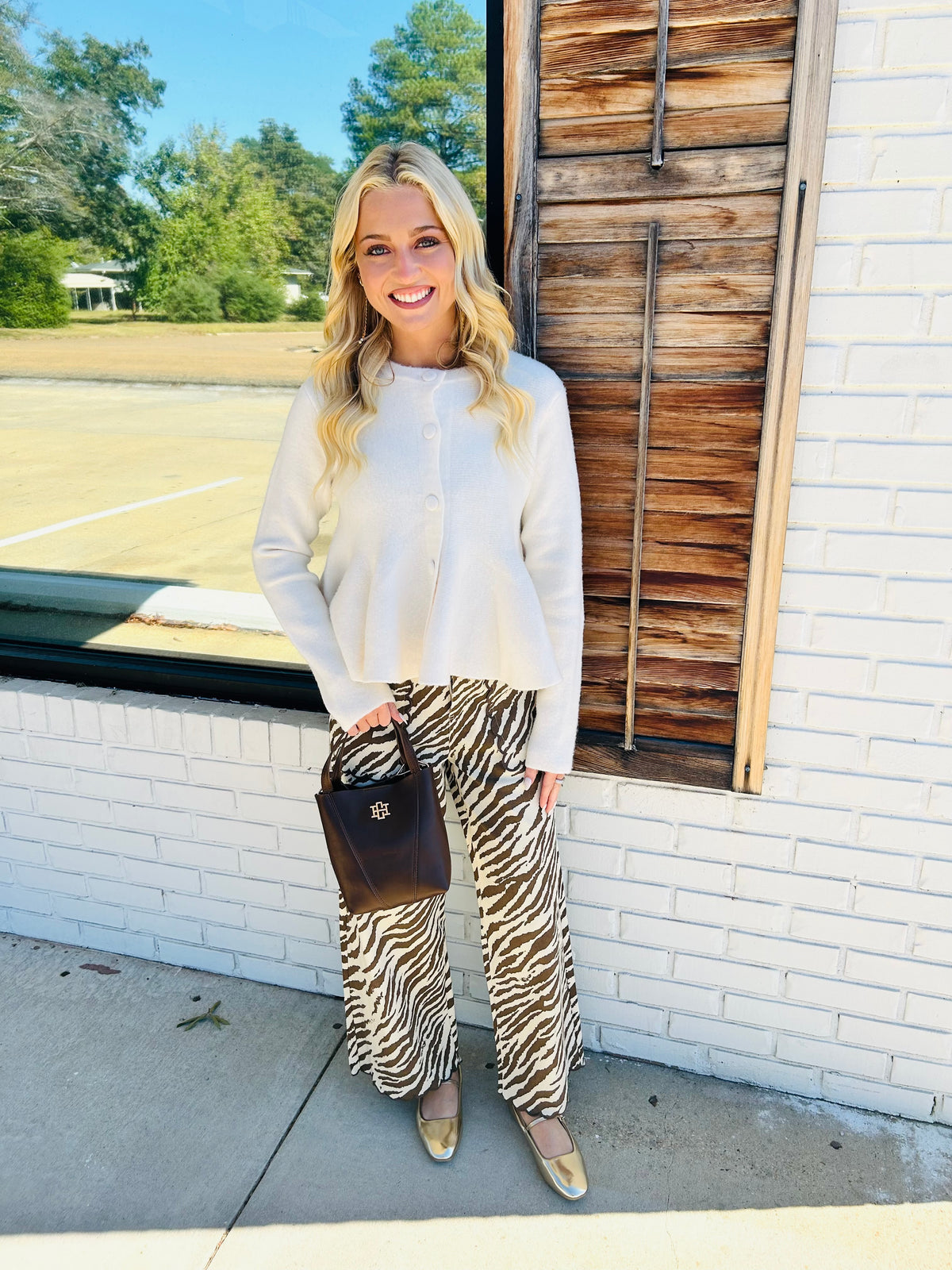 Animal Print Wide Leg Pants