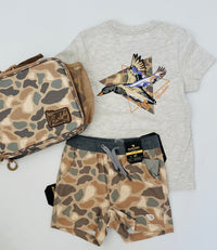 Burlebo Boy’s Athletic Shorts -Pintail Camo