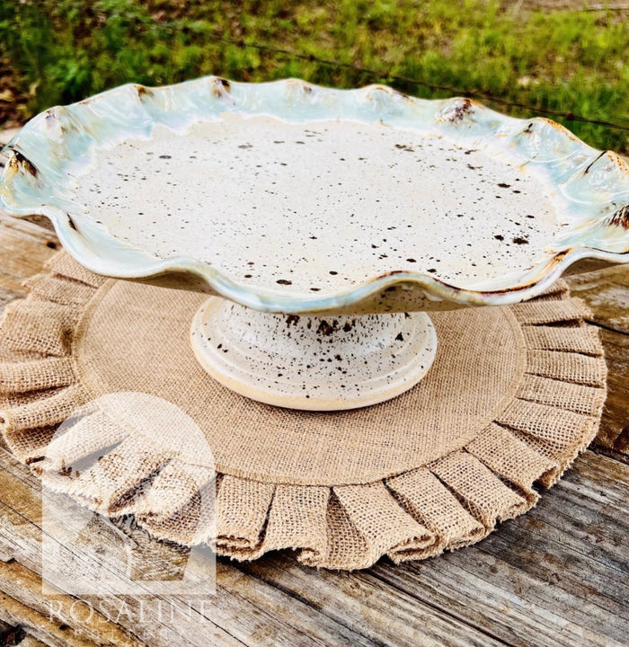 Rosaline Pottery Cake Plate Color Delta Blue