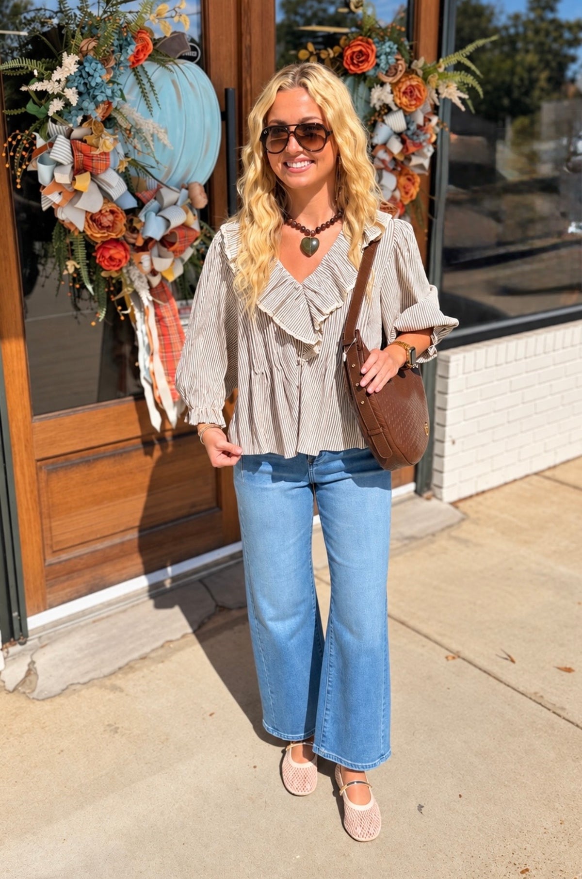 Striped Ruffle Blouse