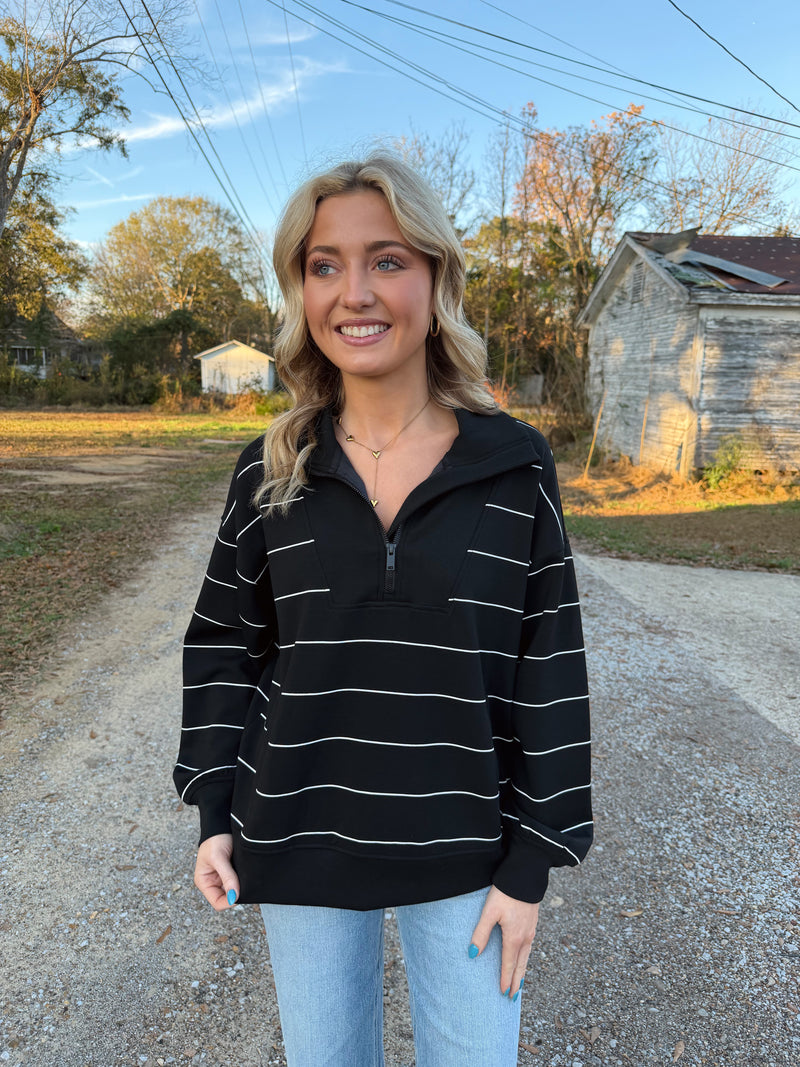 Modal Scuba Stripe Quarter Zip Top