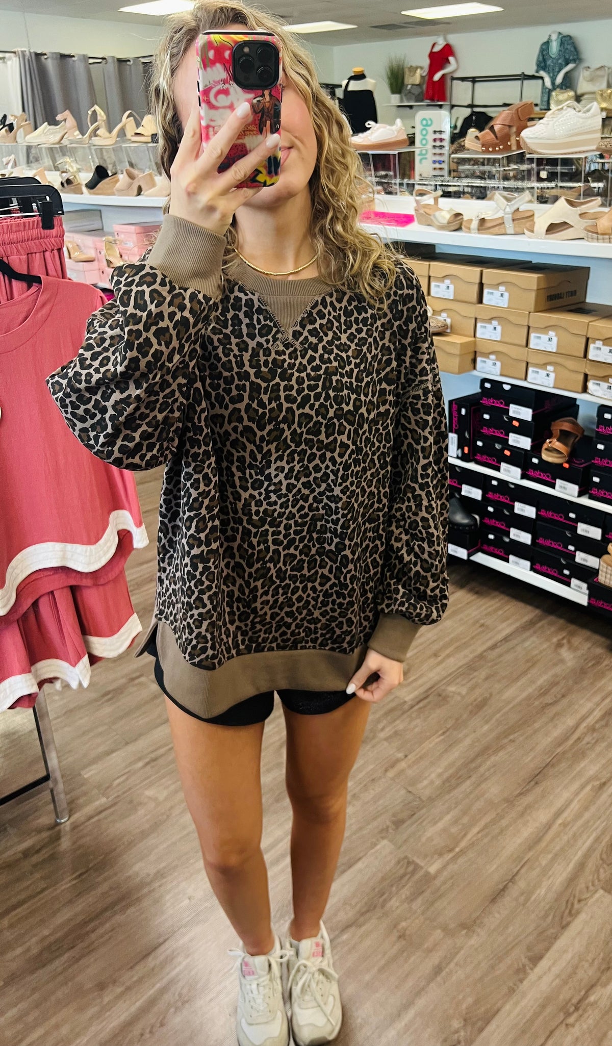Leopard & Camo Printed Knit Casual Top